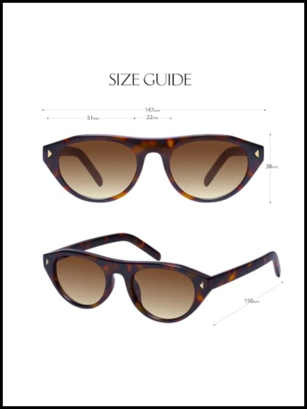 Retro Cat Eye Oval Sunglasses for Women UV400 Protection Vintage Style - Picture 5 of 6